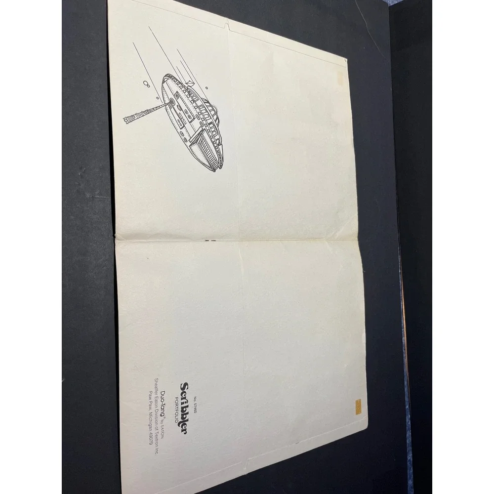 Vintage Duo-Tang Scribbler Portfolio 57460 Sci-Fi Space Battle Folder 12x9.5